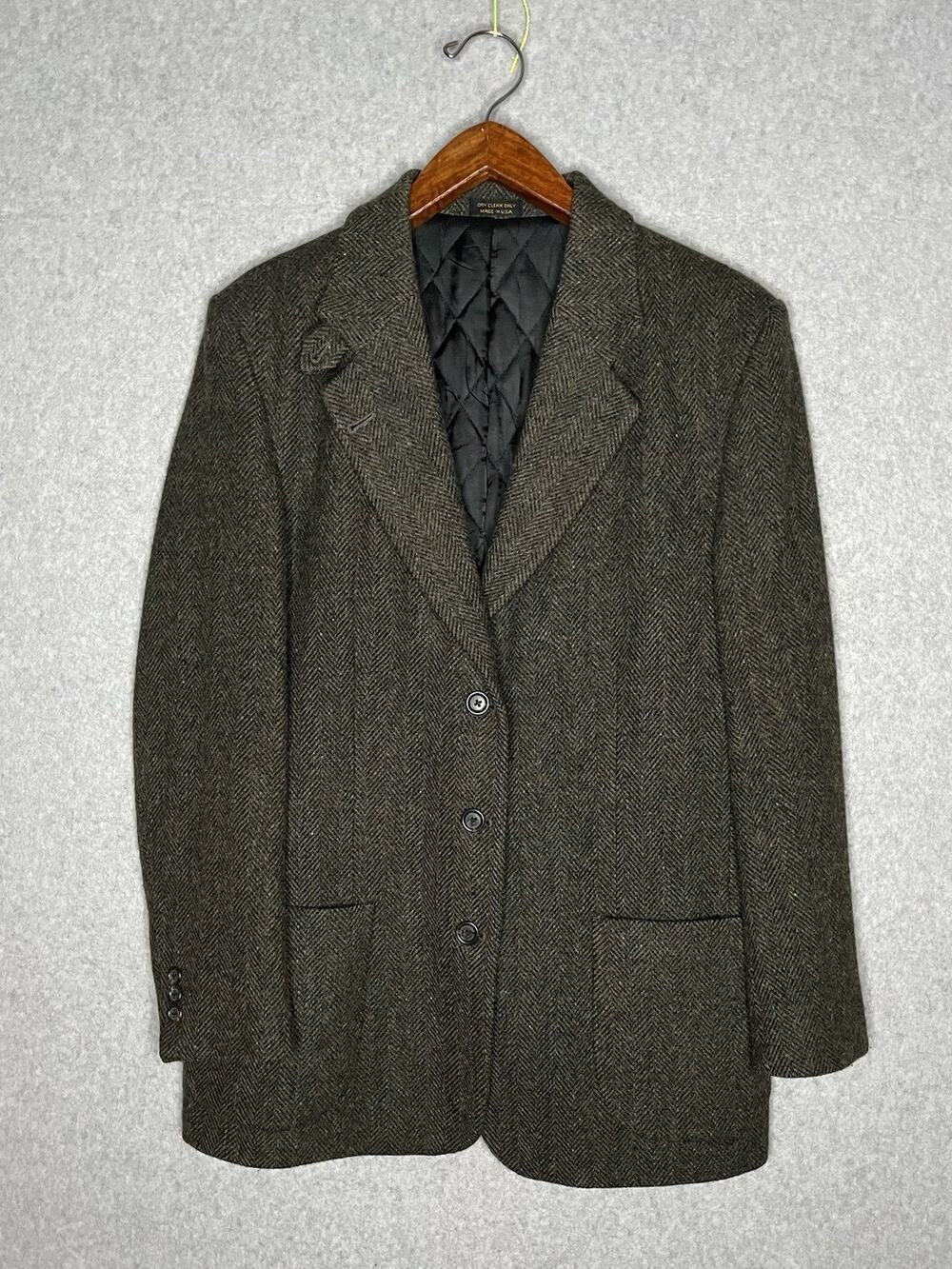 LL Bean Women's 12R Blazer Green Herringbone Wool Thinsulate Jacket USA